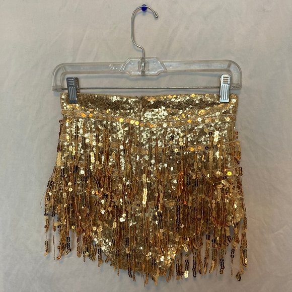 Elsie & Fred Sequined Gold High-Waisted La Bamba festival Sequin Shorts Size S - Picture 3 of 4